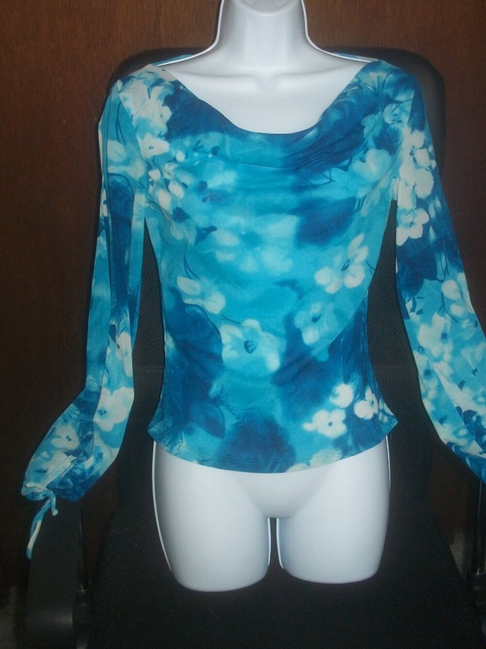 womens double slit sleeve autumn blouse shirt floral top RAVE size medium